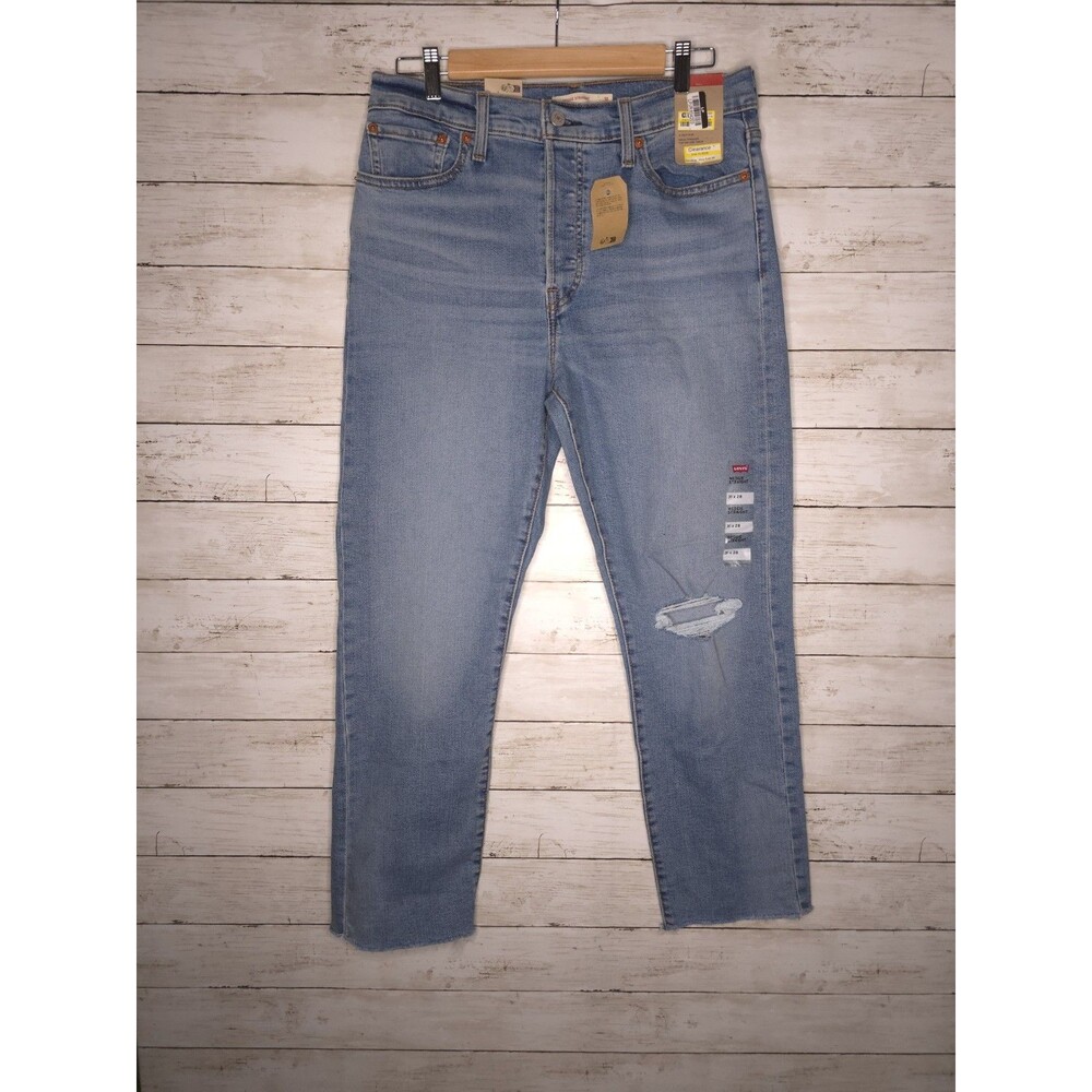 Levis Jeans 31x28 Wedgie Straight Blue Raw Hem Button Fly